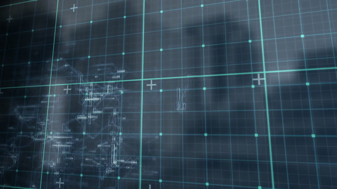 Animation of digital schematics and data visualization overlay in school setting