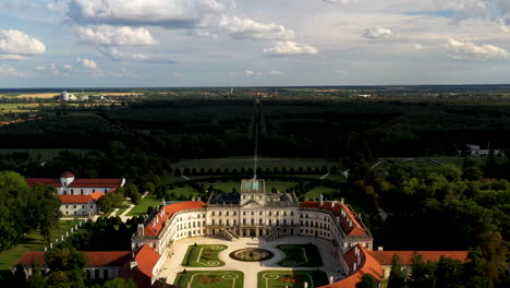 cinematic revealing drone shot of palace esterházy kkastély in hungary