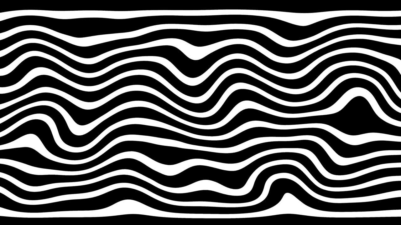 ondas abstractas blancas y negras sobre un fondo blanco - superficie hecha de líneas, movimiento horizontal - bucle sin costuras. líneas curvas de tejido. líneas de fondo abstractas