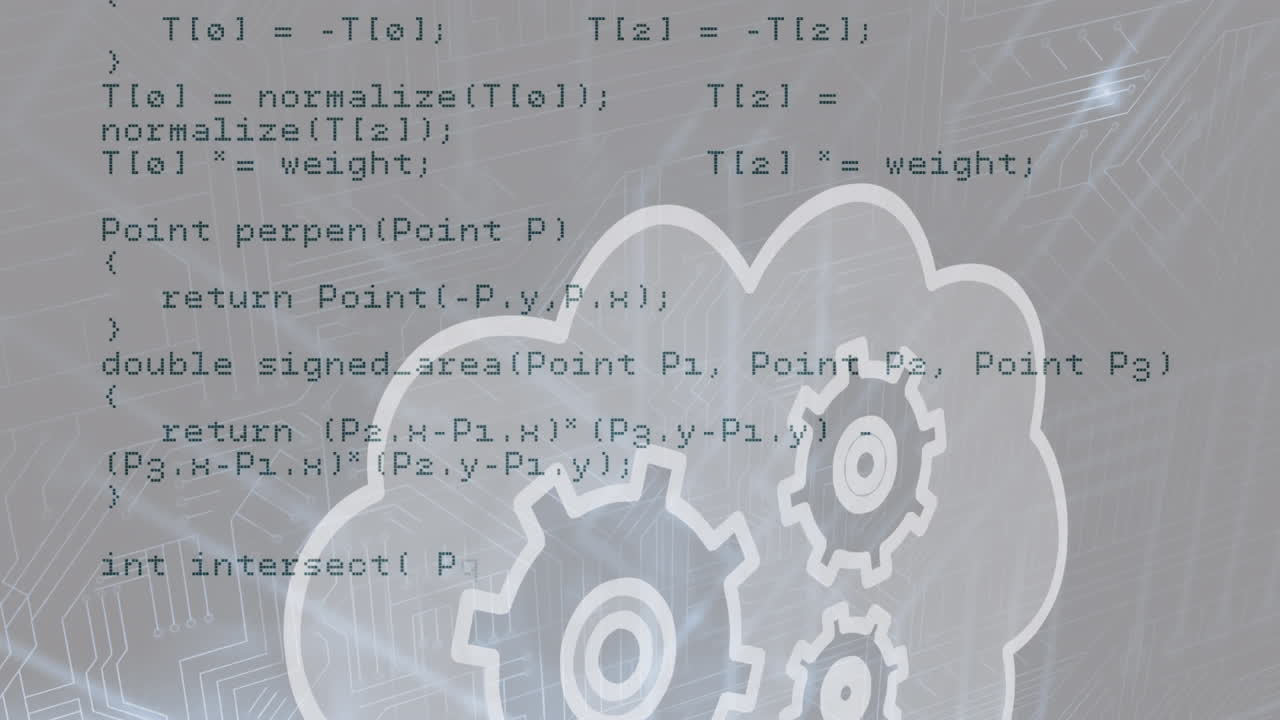 animación de la nube con engranajes y procesamiento de datos