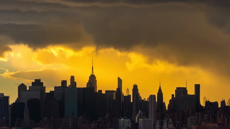 new york city skyline silhouette at sunset