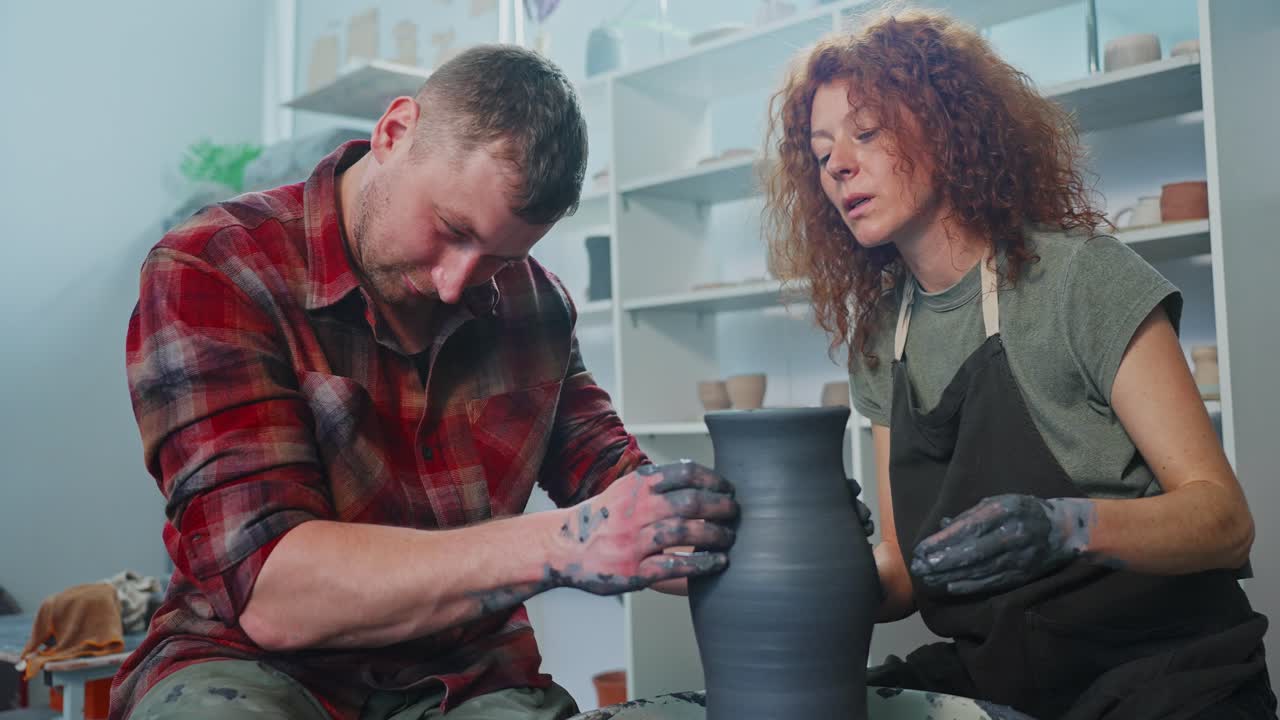 Pottery Workshop: Couple Learning to Make Pottery