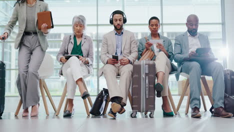 airport waiting room, business people
