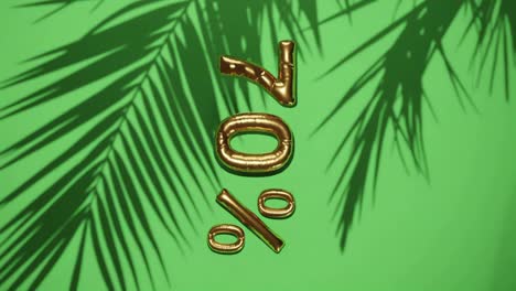 70% discount sale on green background with palm tree gentle breeze, holiday summer sale concept special price offers online store vertical e-commerce