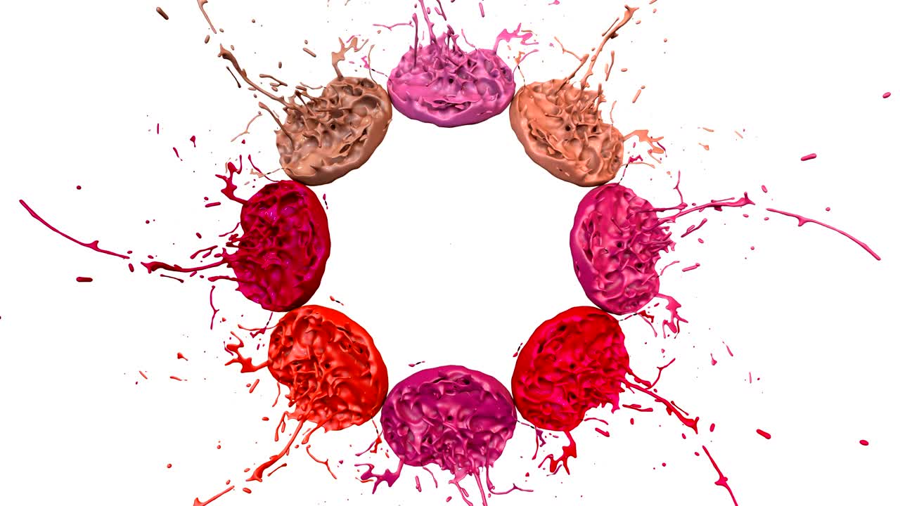 3d 페인트는 색 바탕에 4k에서 춤을 추고, 음악을 재생하는 음악 스피커에 잉크 스프레이를 시레이션합니다. 초고품질의 밝은 배경으로 아름다운 스프레이.