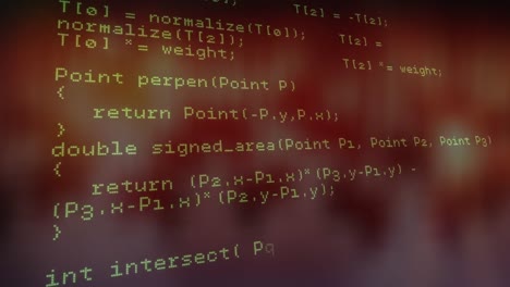 animation of looping computer language against abstract background