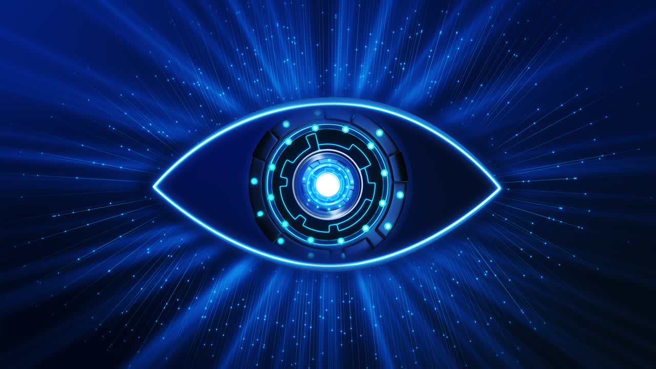 デジタルテクノロジー、HUD UIテンプレート、ロボティクス、現代のサイバースペース、イノベーション、人間型ロボットの目、SF