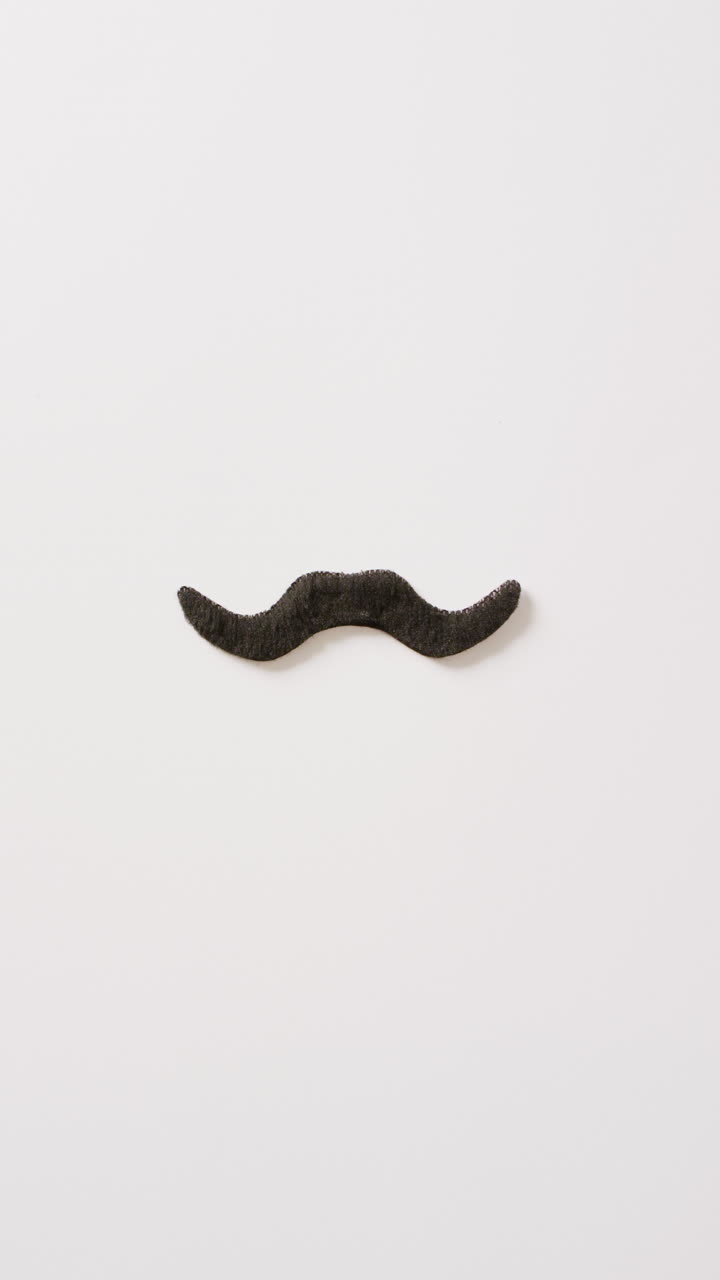 video vertical de bigote falso negro en fondo blanco con espacio de copia