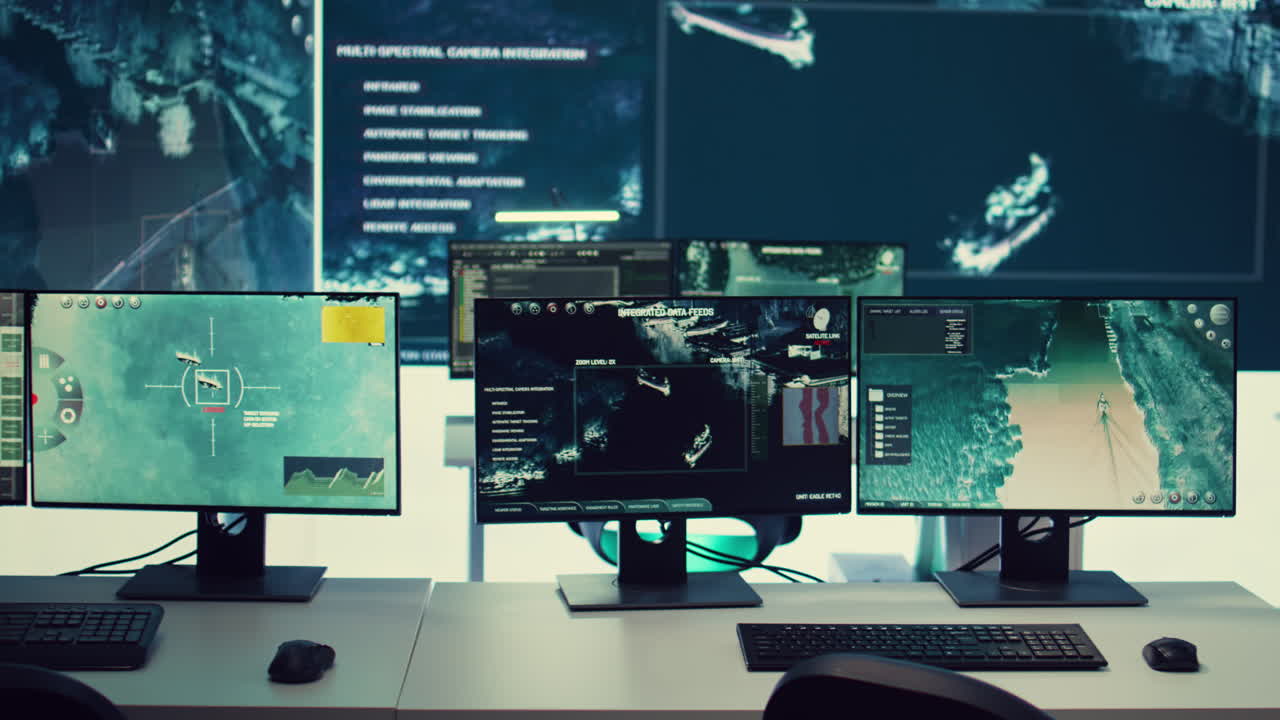 centro de mando de la agencia federal equipado con vigilancia