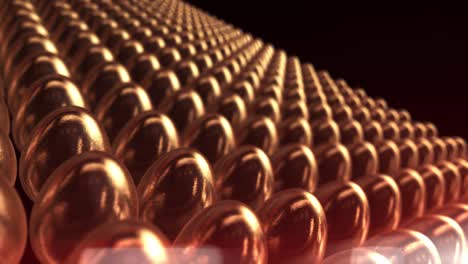 4k a row of the golden eggs. 3d close up loop background