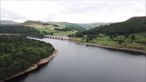 one of the many reservoirs of the peak district area, here seen from up high