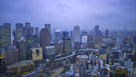 4k.time lapse traffic on osaka cityscape and expressway, motorway and highway in osaka japan