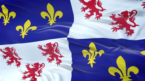 picardy (region of france) flag waving in the wind with highly detailed fabric texture. seamless loop