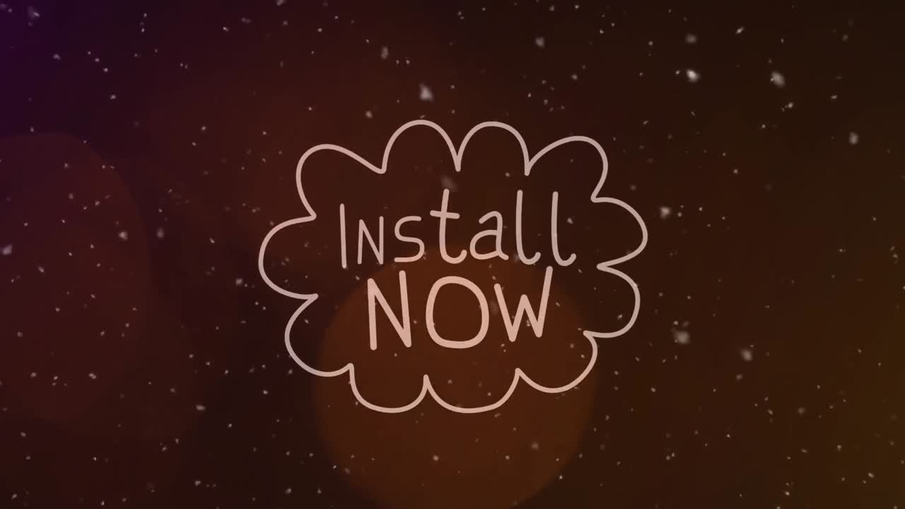 눈이 떨어지는 애니메이션을 설치합니다. 이제 검은색 배경의 밝은 반점 위에 텍스트를 설치합니다.