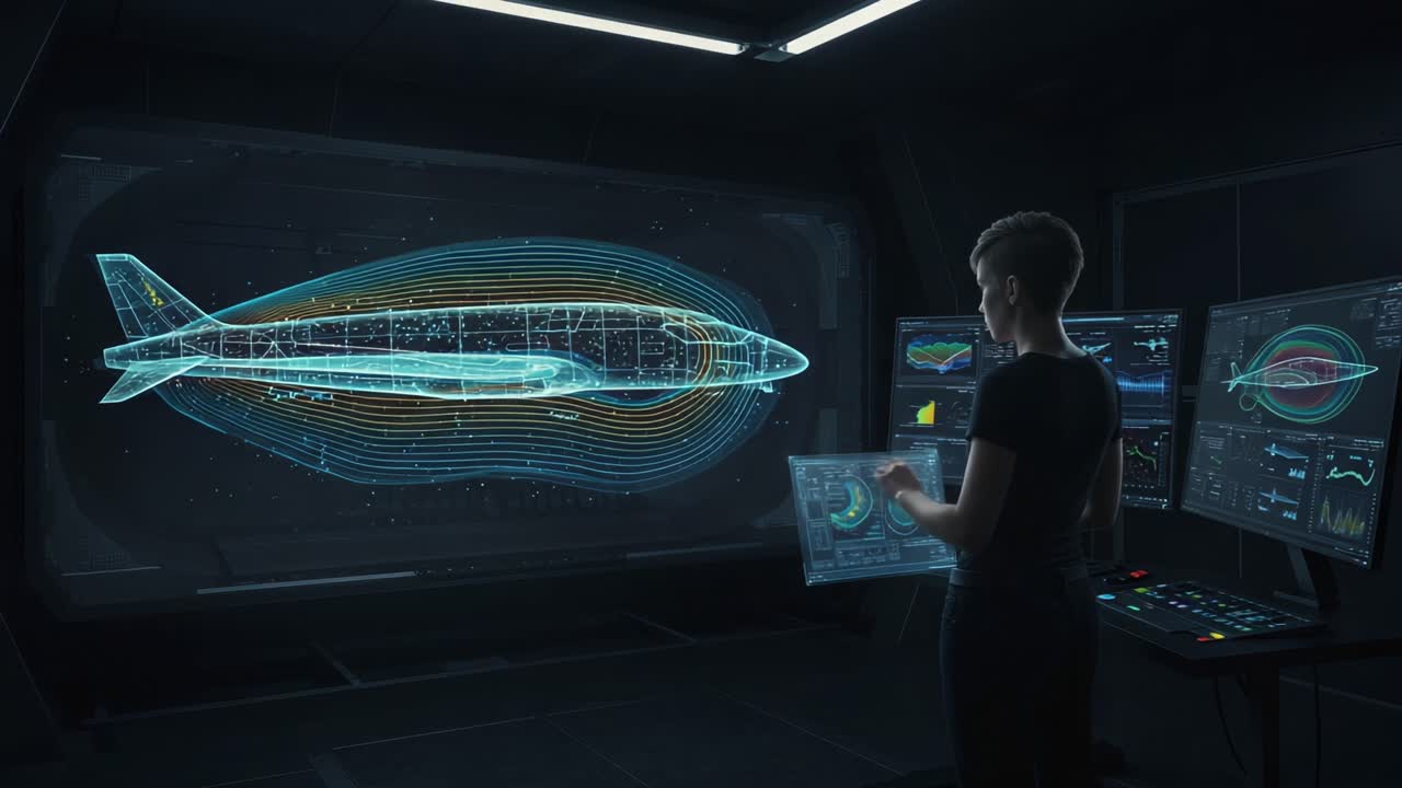 Advanced Simulation and Design Analysis of an Unidentified Aerial Vehicle in a High-Tech Research Environment with Data Visualization Interfaces