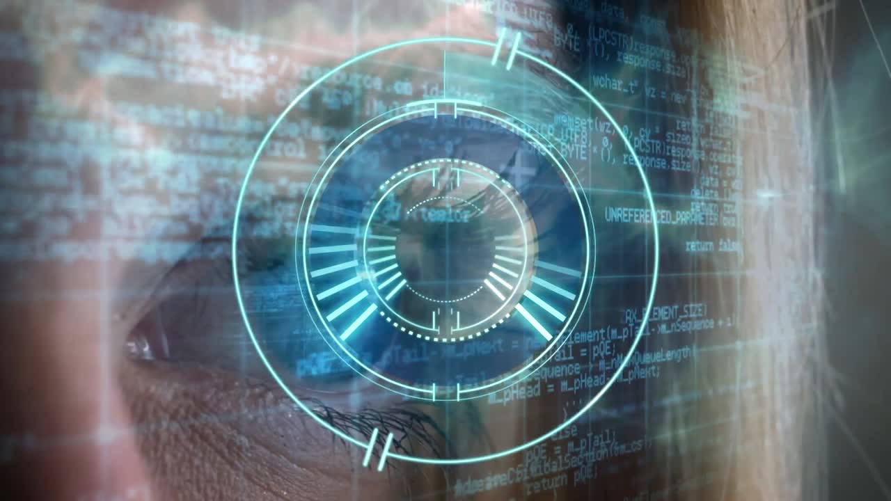 animación del alcance del escaneo y procesamiento de datos sobre un fondo oscuro