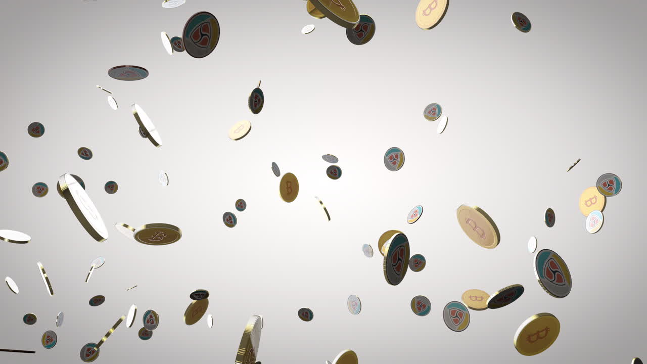 representación 3d de oro criptomoneda bitcoin en bucle