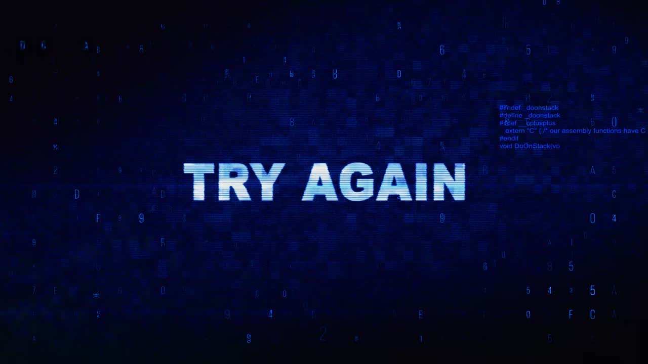 Game paused text digital noise twitch and glitch effect tv screen loop animation background login