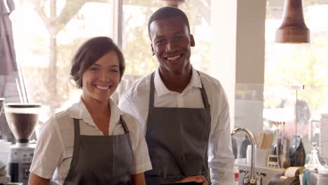 portrait of male and female staff in coffee shop shot on r3d