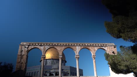 wide shot and arches dome on the rock jerusalem israel muslim islam