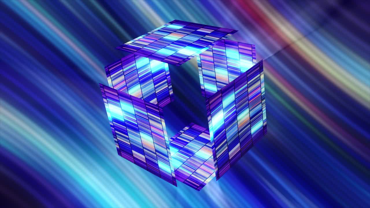 formas geométricas abstractas con colores vívidos y luces brillantes