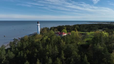 saxby lighthouse complex on the island of vormsi in the morning light. estonia.