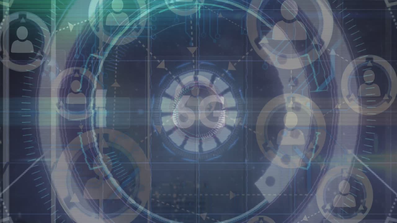 Animation of 6g text, scope scanning and data processing