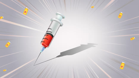 animation of syringe icon on grey background