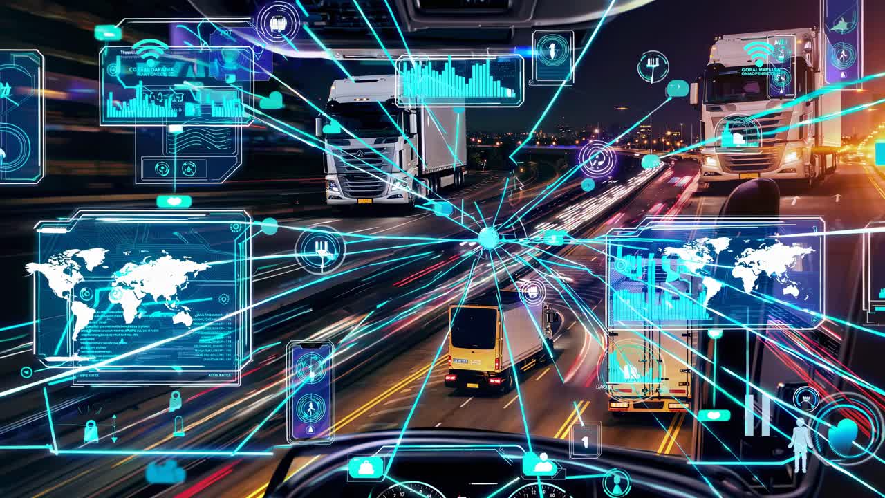 자율 트럭 운송 및 연결된 차량 기술