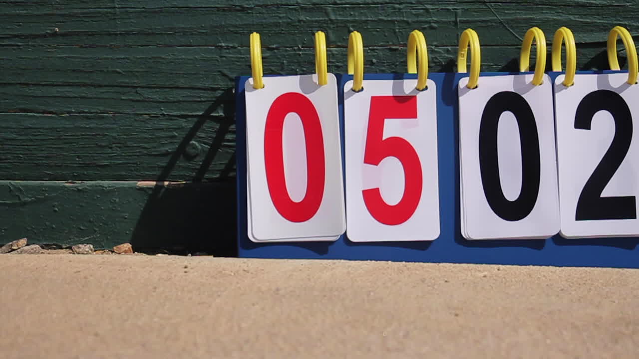 Scoreboard showing score 05-02