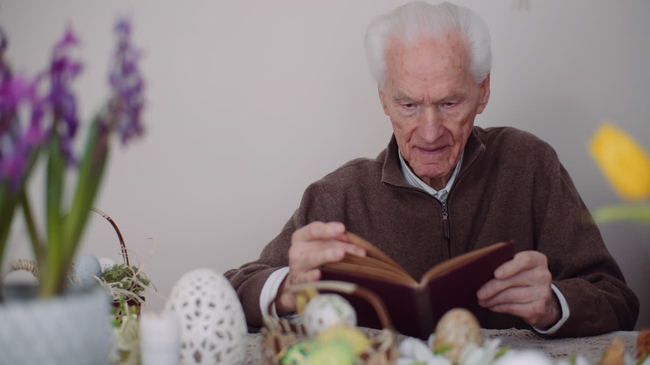 Old Man Senior Man Reading Book 