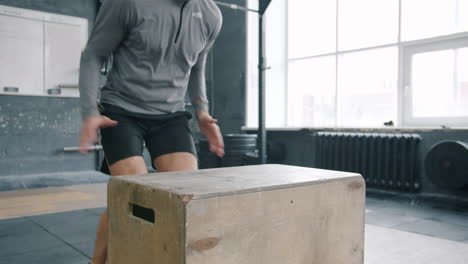 box jump exercise in gym