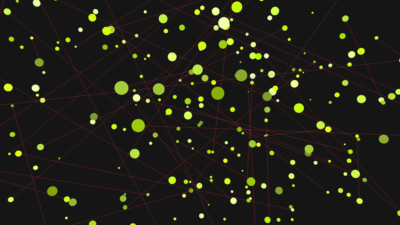 Puntos y líneas de colores sobre un fondo negro.