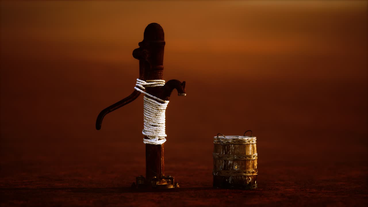 old rusted metal well in desert