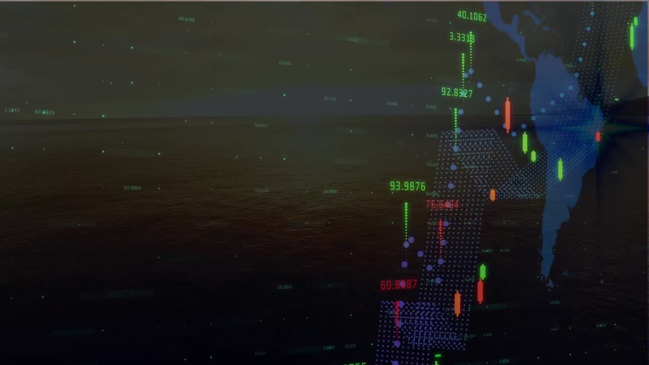 animación del procesamiento de datos en el mar