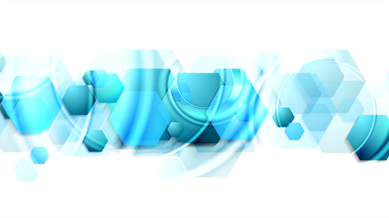 밝은 파란색 반이는 육각형 추상적인 비디오 애니메이션