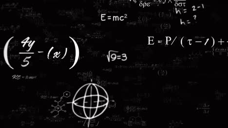 animation of mathematical equations, diagrams and formulas floating against black background