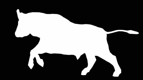 a buffalo running on black background with alpha channel included at the end of the video, 3d animation, side view, animated animals, seamless loop animation