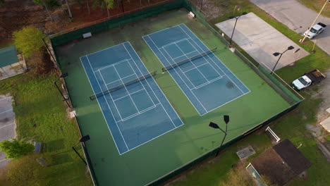 drone shot of pickleball and tennis courts, empty no people, aerial shot