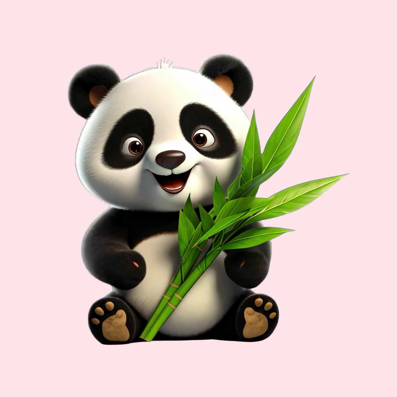 Cartoon Panda with Bamboo