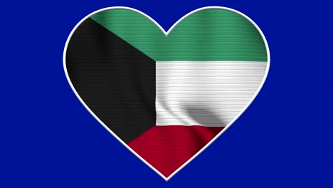 kuwait heart love flag loop - realistic 4k flag waving in the wind