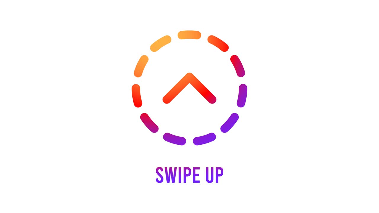 Swipe up animation button. Application and social network icons, swipe up for advertising. Social media scroll arrows. 4K video animation with alpha channel