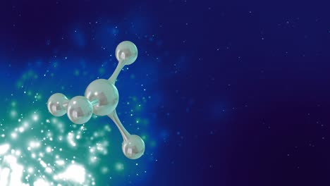 animation of micro of molecules models and light trails over blue background