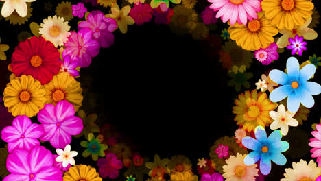 Tropical-summer-plants-Leaves,-flowers-border-frame-animation-with-a-copy-space-area-looped-animation-with-Alpha-channel