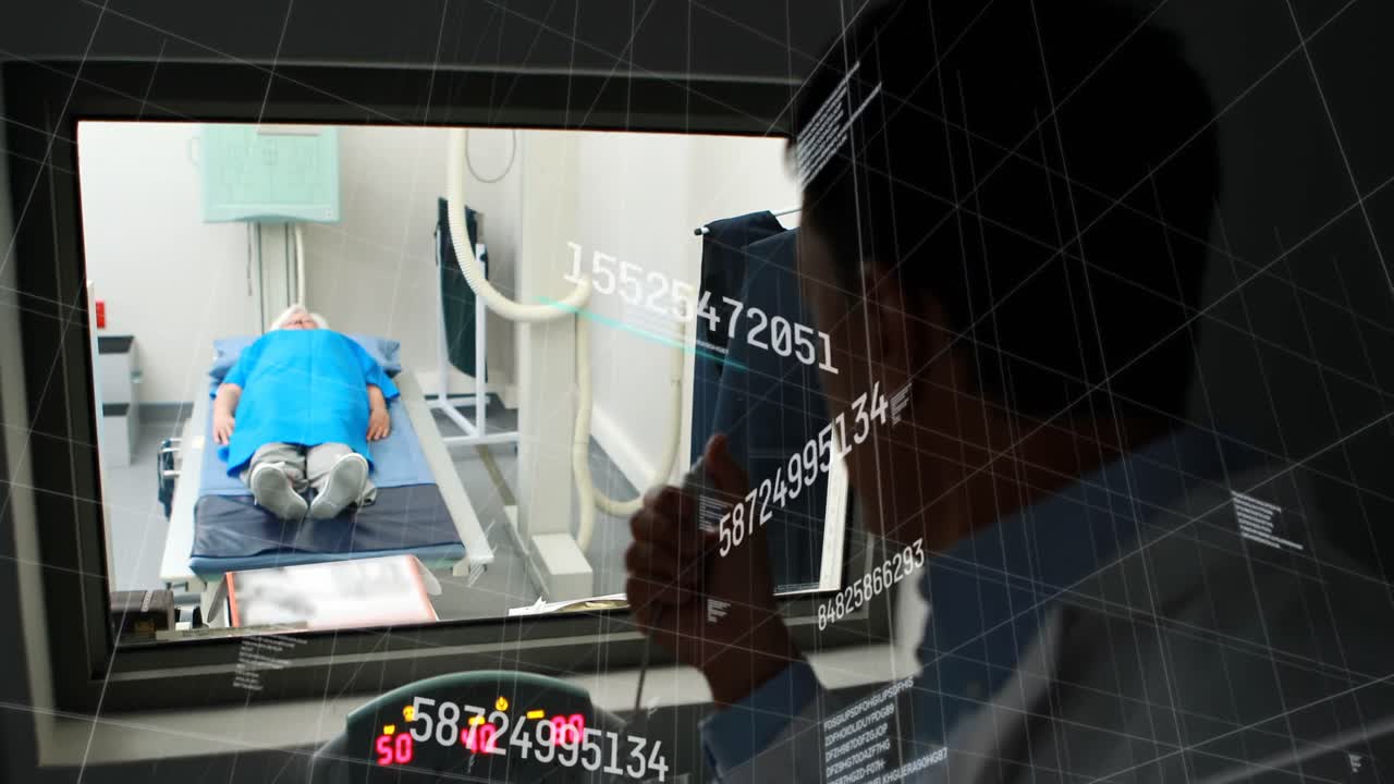 animación de un médico masculino y un paciente sobre números