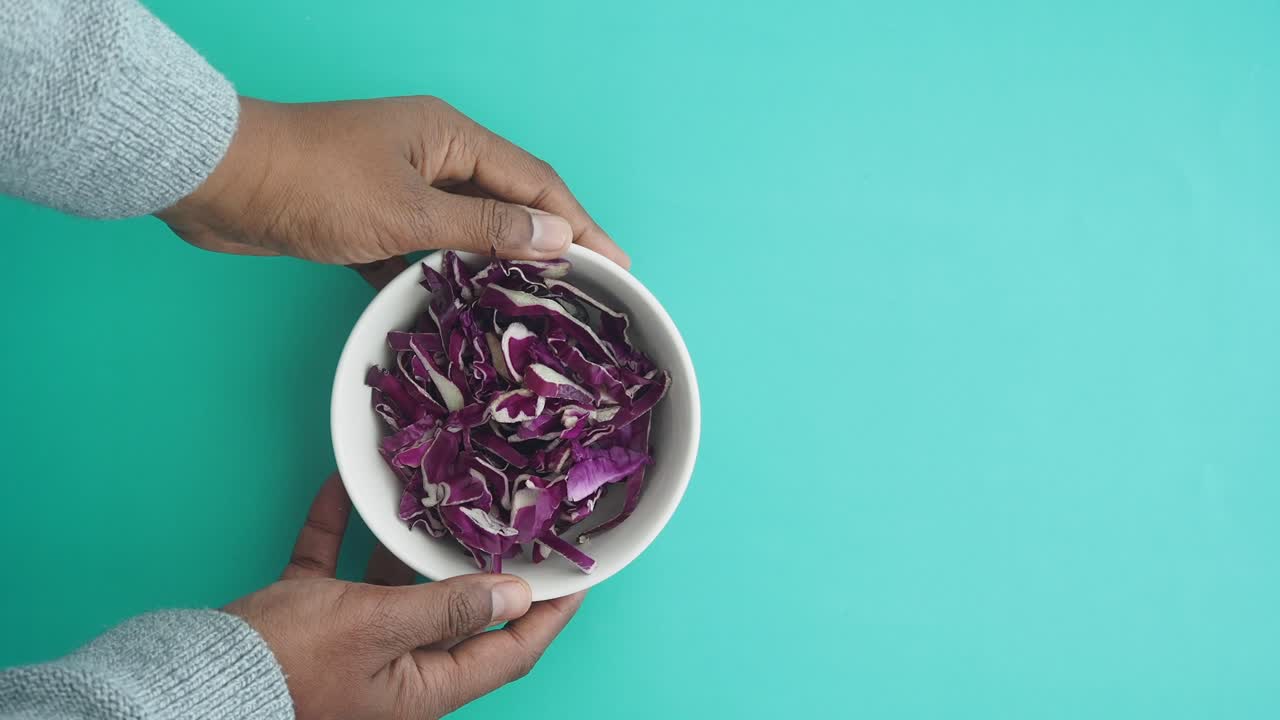 Sliced Red Cabbage in a Bowl