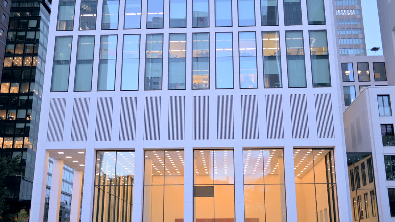 The entrance of a skyscraper in Frankfurt, Germany