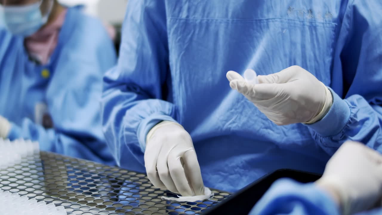 Workers in a Pharmaceutical Factory