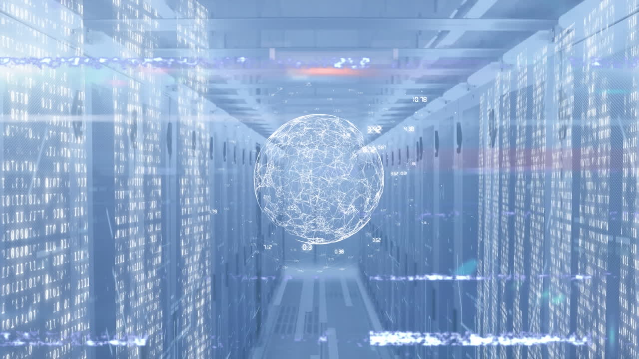 Animation of digital interface over server room