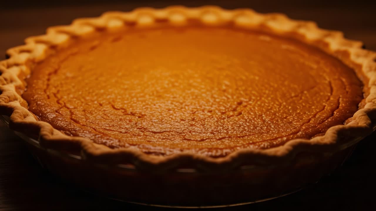 A Golden Brown Pumpkin Pie with a Flaky Crust, Perfectly Baked and Ready to Delight with Its Rich, Creamy Pumpkin Filling in a Cozy Atmosphere